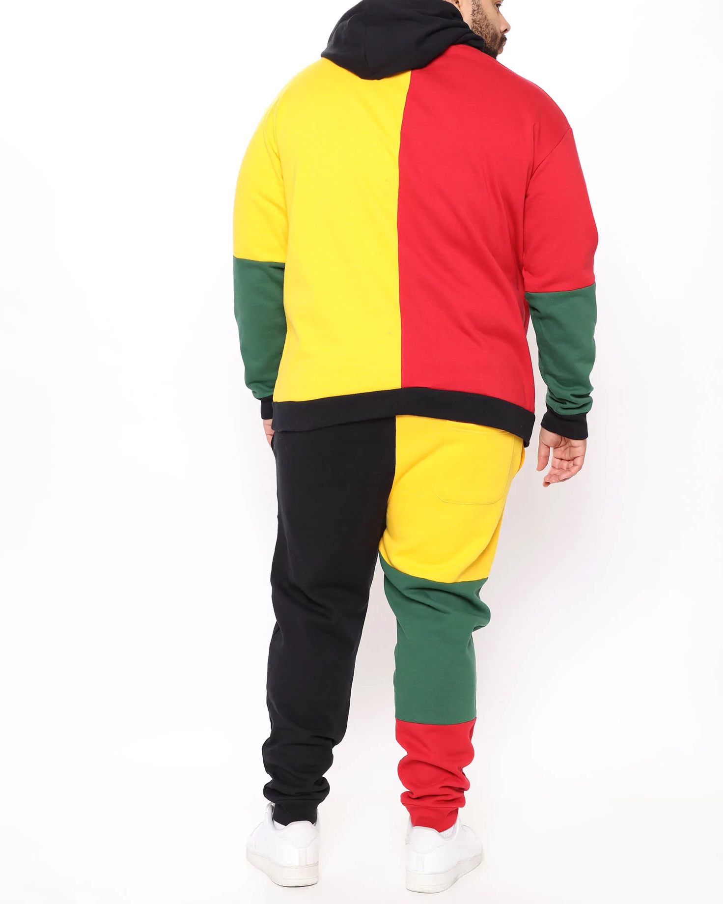 Men's Colorblock Print Hoodie Set