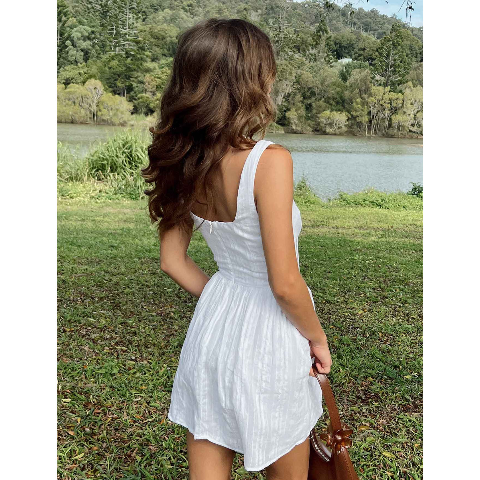 Square Neck Plain Mini Dress