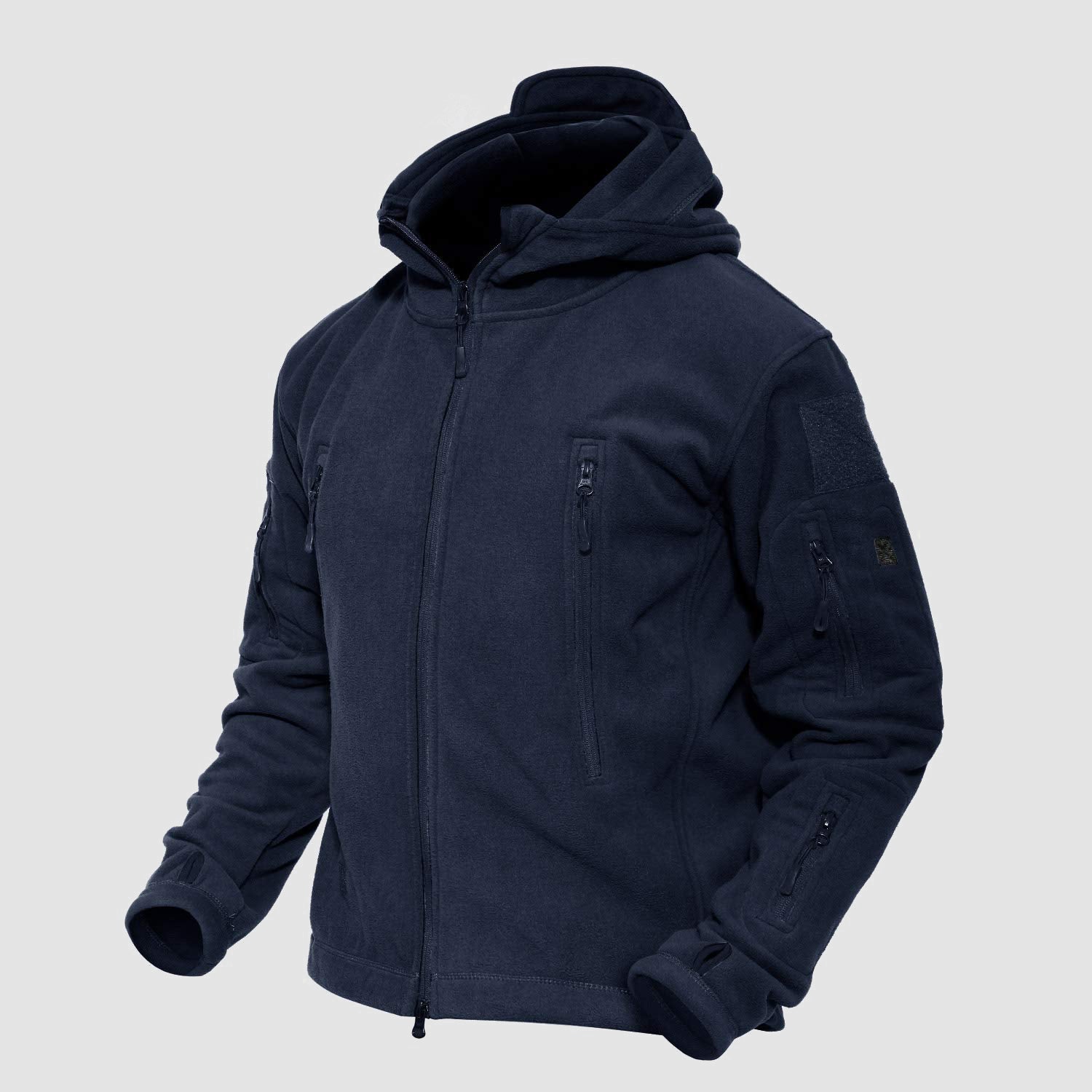 Men's Hoodie Fleece Jacket with 6 Zip-Pockets Warm Winter Jacket Military Tactical Jacket