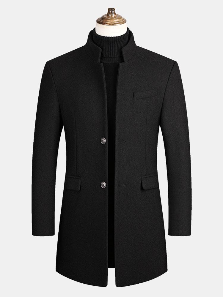 Stand Collar Woolen Overcoat