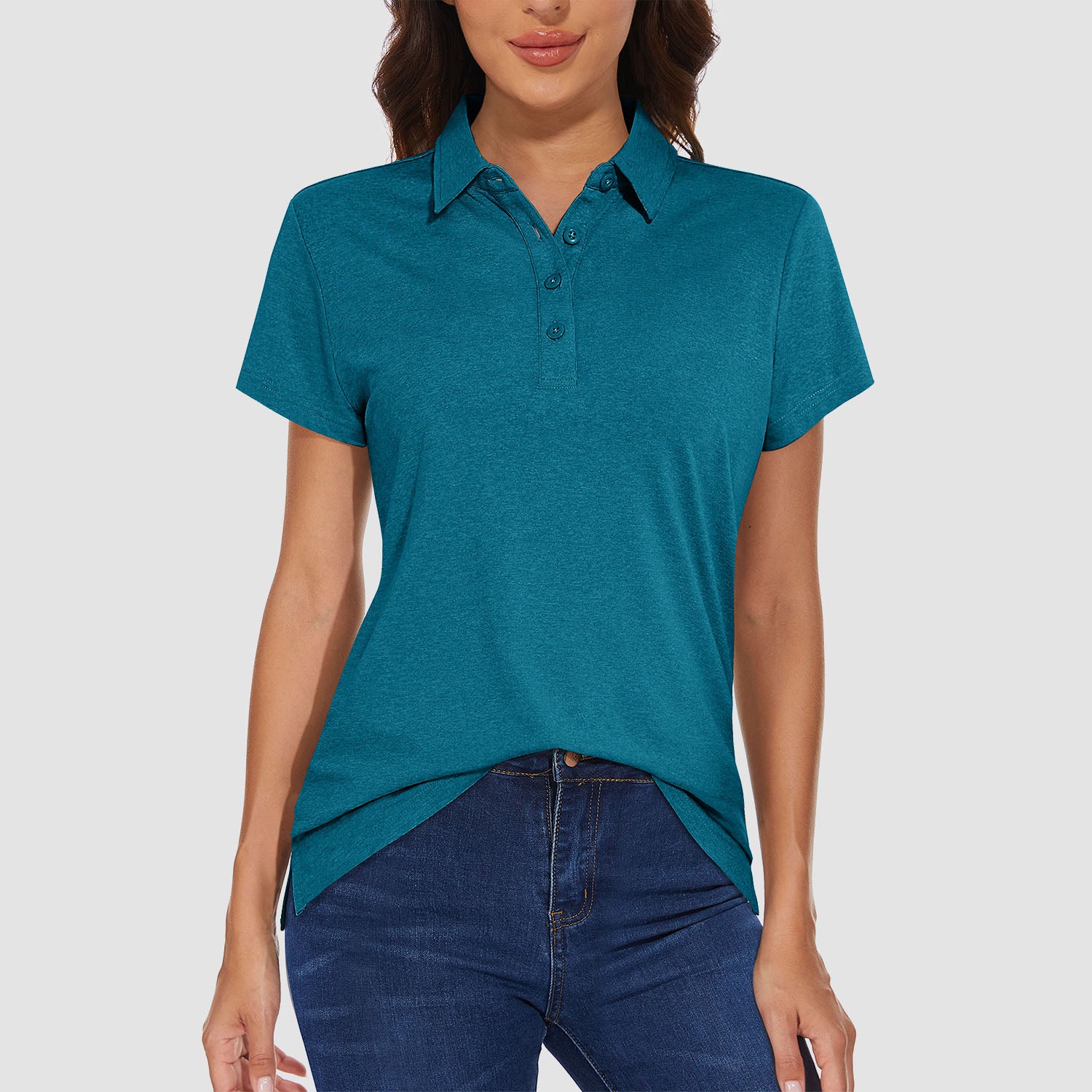 Women's Polo T-shirt 4 Buttons Casual T-Shirts Quick Dry Short Sleeve Golf Shirt